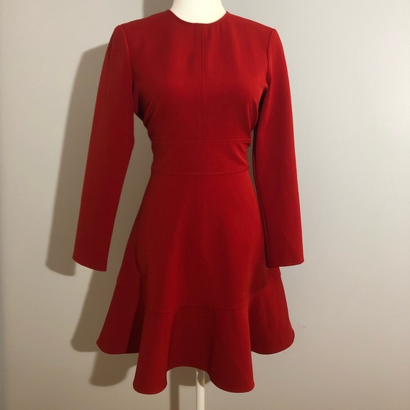 zara long sleeve red dress